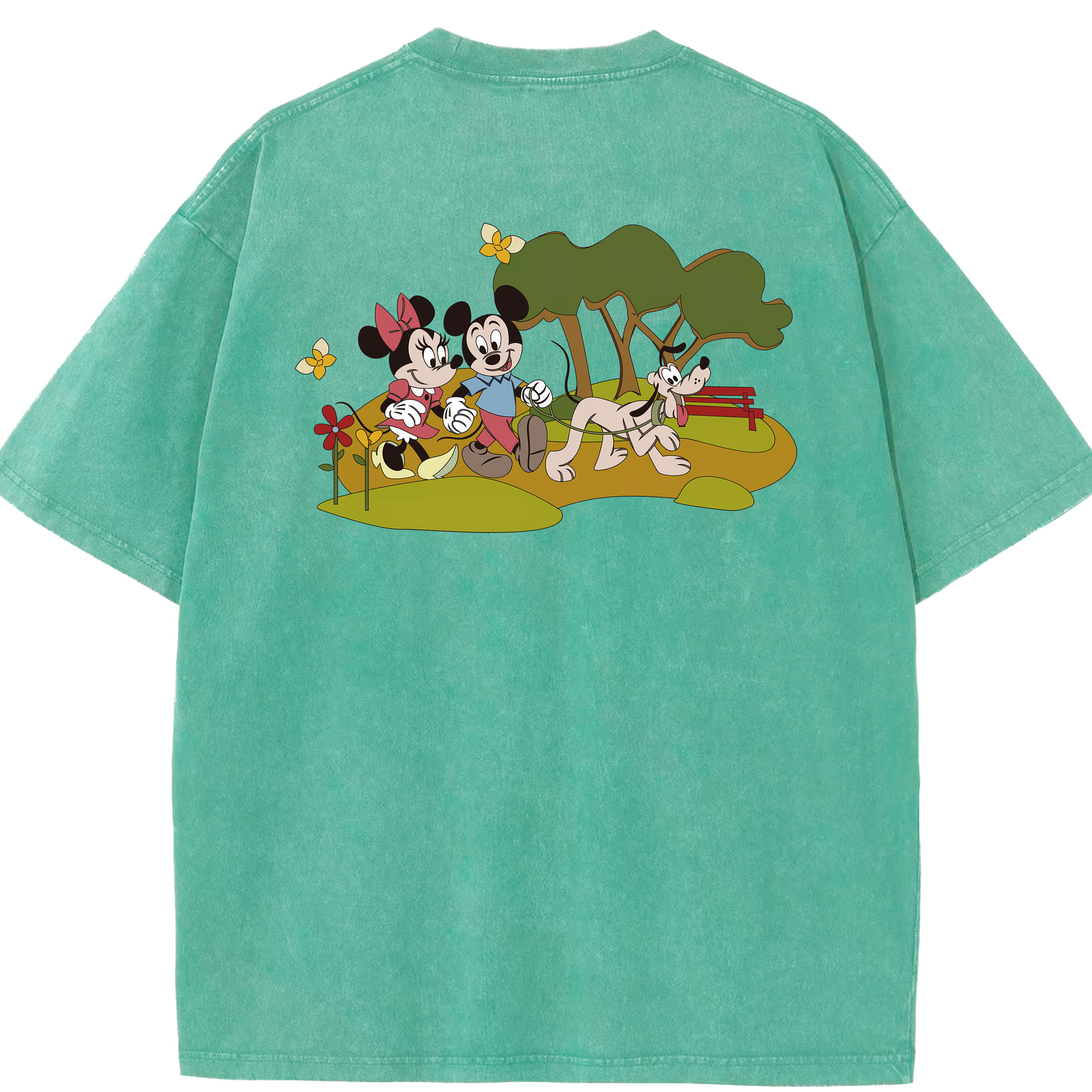 （画像用） ミッキーマウス Mickey Mouse 綿100% ヴィンテージ風 半袖Tシャツ（背面プリント）